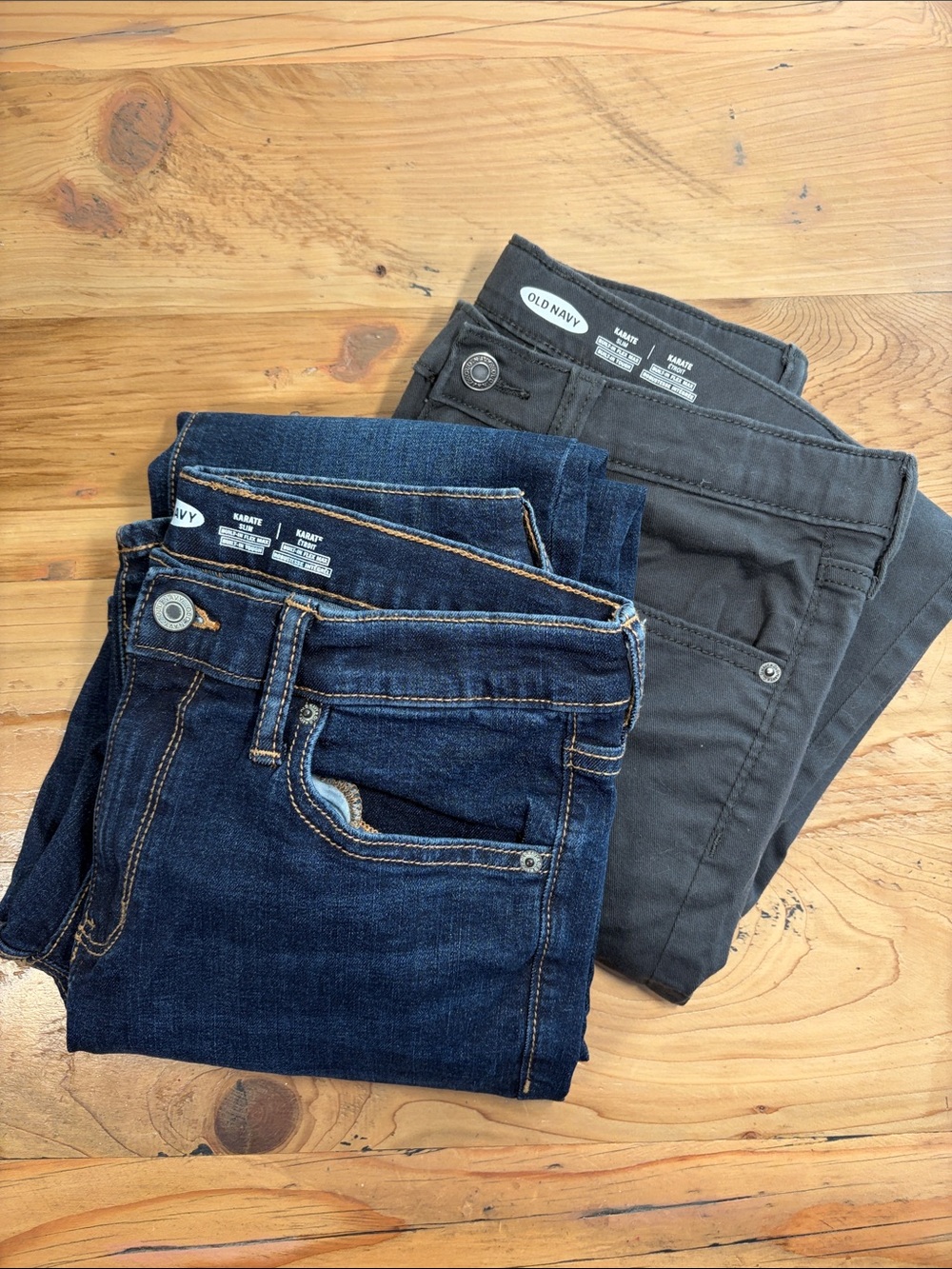 NWOT. Old Navy Boys Skinny Jeans - Dark Blue Denim & Charcoal (2 sold together)